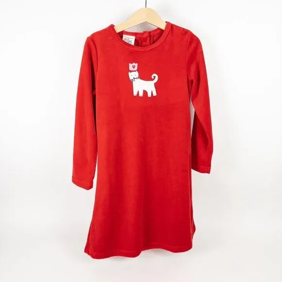 NEW Vintage 90s Sweet Potatoes Velour Cat Princess Dress Made in USA Red Sz 6X - Picture 1 of 10